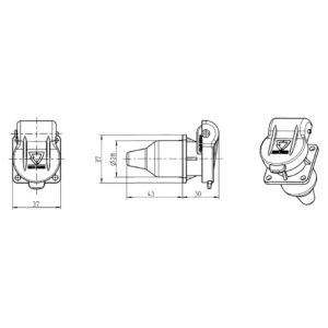 Priza electrica 6-24V / 3 pini (25A) cu flansă cu 4 suruburi