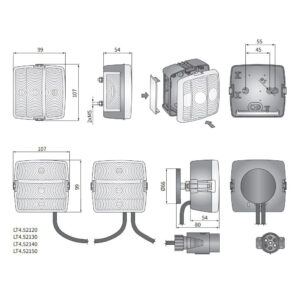 Alternative view of Kit instalație electrică accesorii agricole 9m cu lămpi LT4 magnetice, 12-24V, stop / semnalizare / poziție